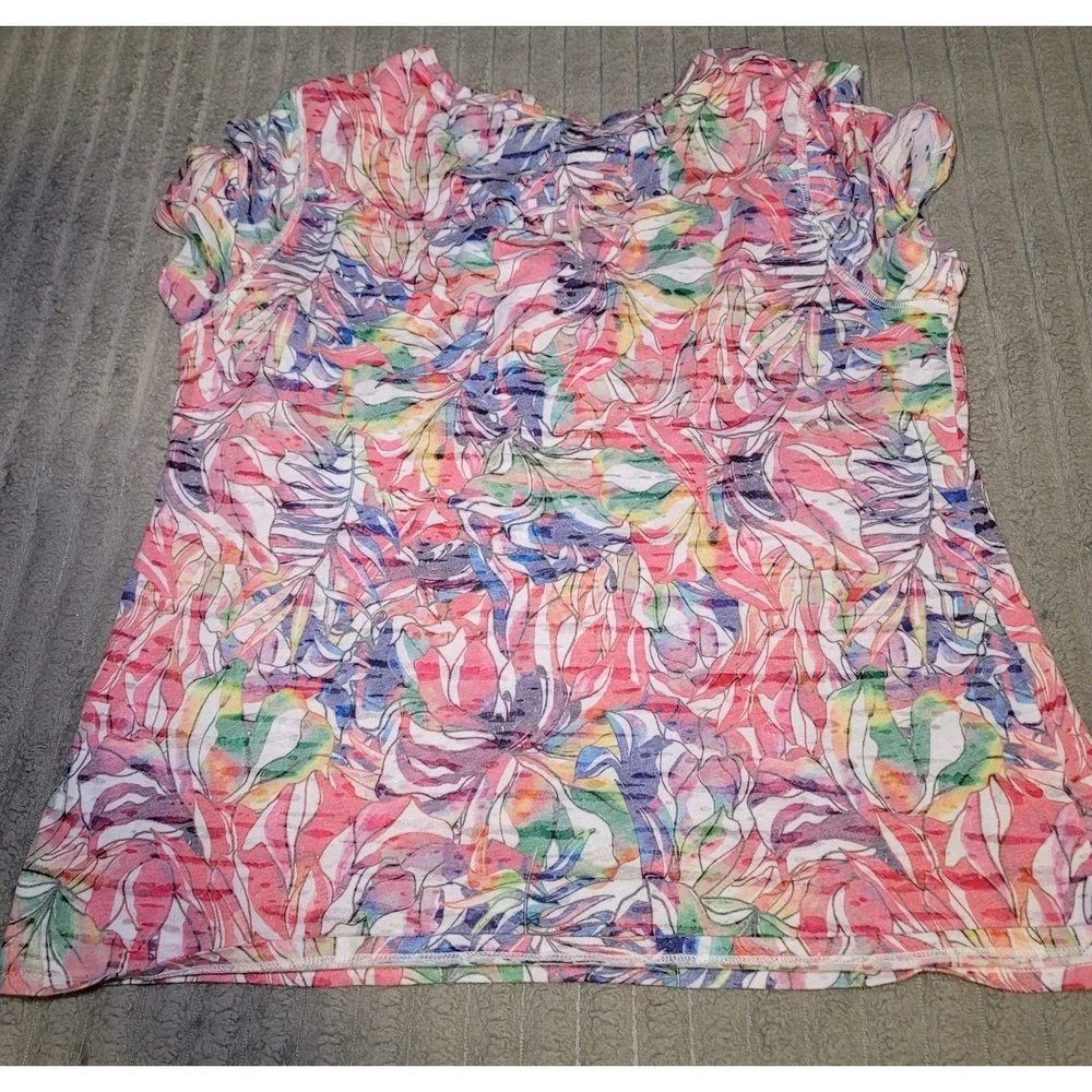 Real Legend Multi Colored Floral Print Short Sleeve T-Shirt Women's‎ Size XL - Picture 2 of 3